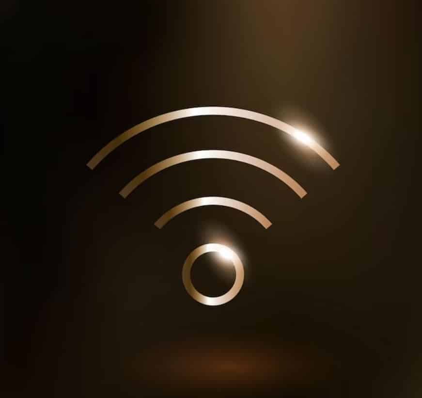 Wireless internet symbol on black backdrop